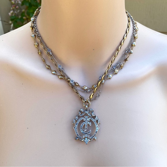 Vintage Juicy Couture 3 strings Chains necklace with Pendant - Picture 13 of 17